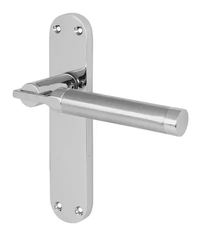 Auchans door handle in polished & satin chrome (dual finish)