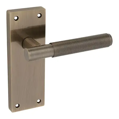 Busbie Reeded lever door handle in antique brass (H23) – McKee Joinery, Ayrshire