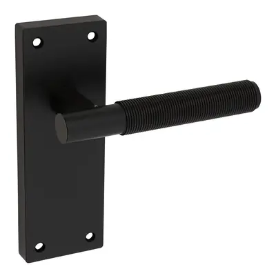 Busbie Reeded lever door handle in matt black (H23) – McKee Joinery, Ayrshire