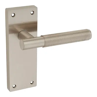 Busbie Reeded door handle in satin nickel