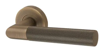 Craufurdland lever door handle in matt antique brass (H09) – McKee Joinery, Ayrshire