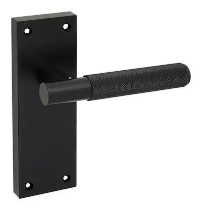 Dean Knurled lever door handle in matt black (H20) – McKee Joinery, Ayrshire