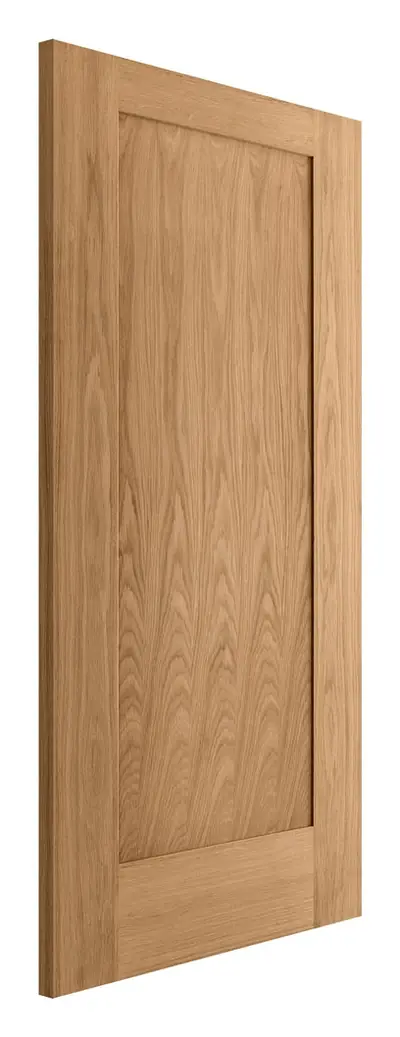 Troon 1 Panel internal door in unfinished oak veneer (D06) – supplied and fitted by McKee Joinery, Ayrshire