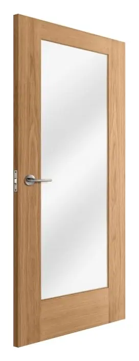 Troon 1 Light Clear Glazed internal door in unfinished oak veneer (D07) – supplied and fitted by McKee Joinery, Ayrshire