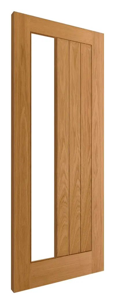 Irvine 1 Light Offset Clear Glazed internal door in pre-finished oak veneer (D11) – supplied and fitted by McKee Joinery, Ayrshire