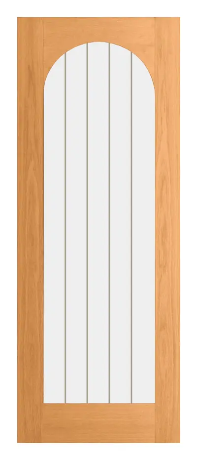 Irvine Arched 1 Light Clear Glazed with Frosted Lines internal door in pre-finished oak veneer (D15) – supplied and fitted by McKee Joinery, Ayrshire