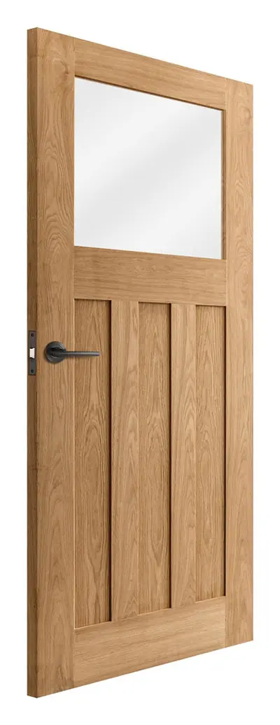Largs 3 Panel 1 Light Clear Glazed internal door in unfinished oak veneer (D26) – supplied and fitted by McKee Joinery, Ayrshire