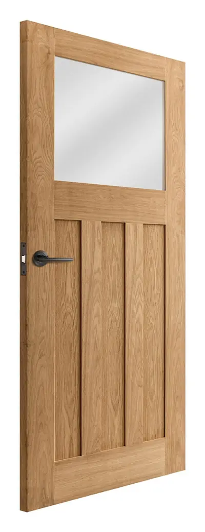 Largs 3 Panel 1 Light Frosted Glazed internal door in unfinished oak veneer (D27) – supplied and fitted by McKee Joinery, Ayrshire