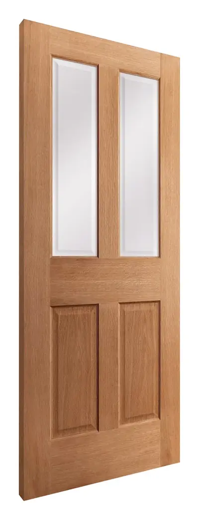 Alloway 2 Panel 2 Light Bevelled Clear Glazed internal door in pre-finished oak veneer (D32) – supplied and fitted by McKee Joinery, Ayrshire