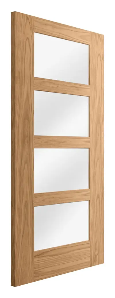 Kilwinning 4 Light Clear Glazed internal door in unfinished oak veneer (D39) – supplied and fitted by McKee Joinery, Ayrshire