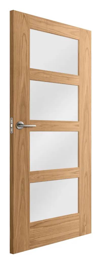 Kilwinning 4 Light Frosted Glazed internal door in unfinished oak veneer (D40) – supplied and fitted by McKee Joinery, Ayrshire