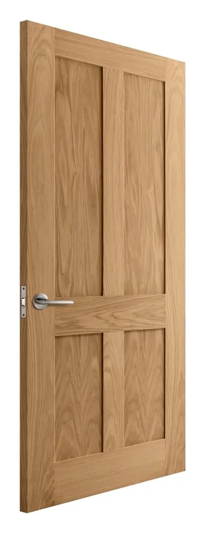 Dundonald Flat 4 Panel internal door in unfinished oak veneer (D41) – supplied and fitted by McKee Joinery, Ayrshire