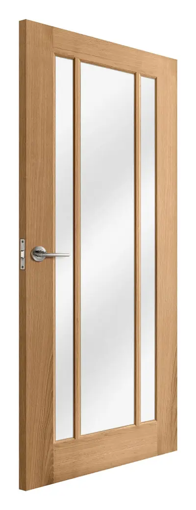 Girvan 3 Light Clear Glazed internal door in unfinished oak veneer (D44) – supplied and fitted by McKee Joinery, Ayrshire