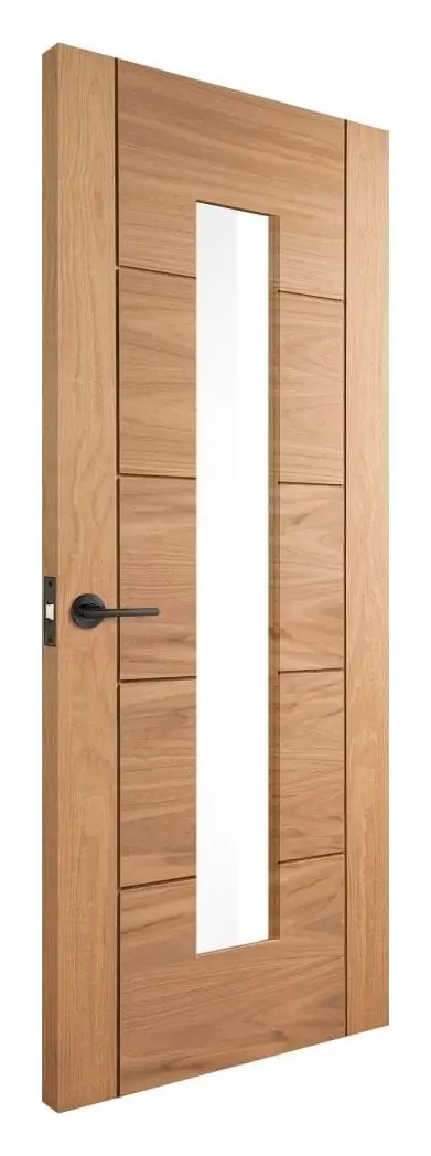 Ayr 1 Light Clear Glazed internal door in pre-finished oak veneer (D46) – supplied and fitted by McKee Joinery, Ayrshire