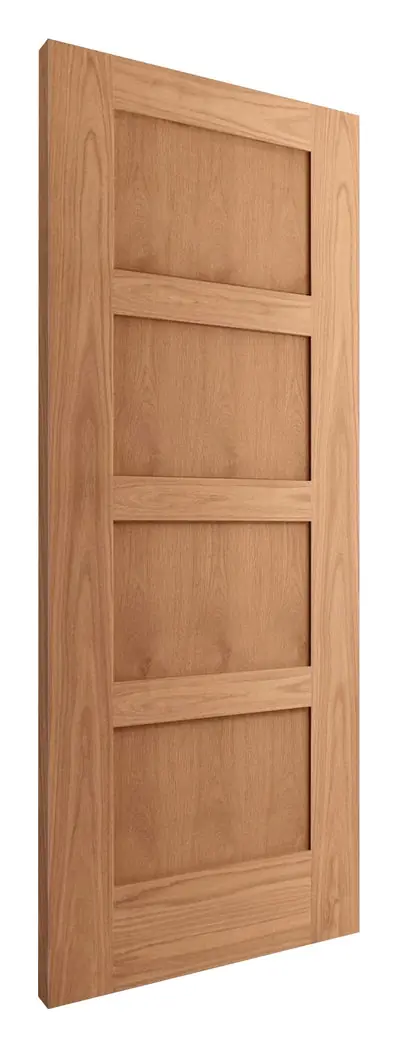 Kilwinning 4 Panel internal door in pre-finished oak veneer (D47) – supplied and fitted by McKee Joinery, Ayrshire
