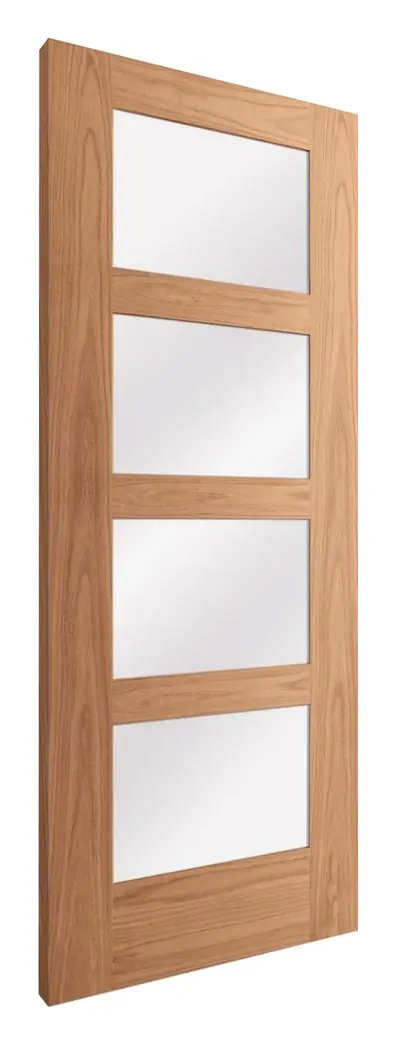 Kilwinning 4 Light Clear Glazed internal door in pre-finished oak veneer (D48) – supplied and fitted by McKee Joinery, Ayrshire