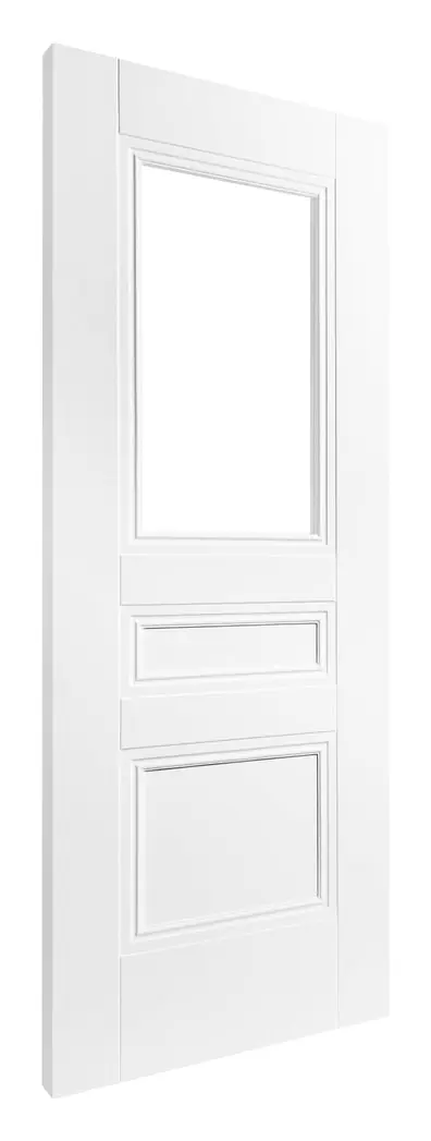 Beith 2 Panel 1 Light Clear Glazed internal door in white primed (D69) – supplied and fitted by McKee Joinery, Ayrshire