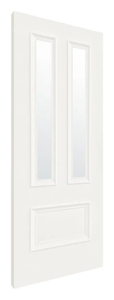 Mauchline 3 Panel Clear Glazed internal door in pre-finished white (D75) – supplied and fitted by McKee Joinery, Ayrshire