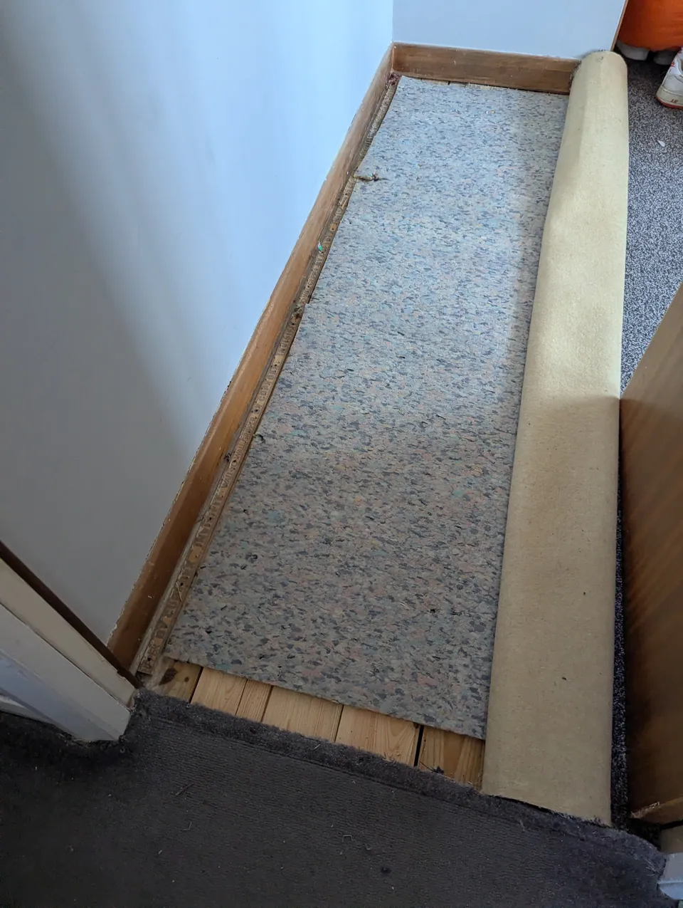 Floorboards reinstated over joists after an emergency repair in Irvine