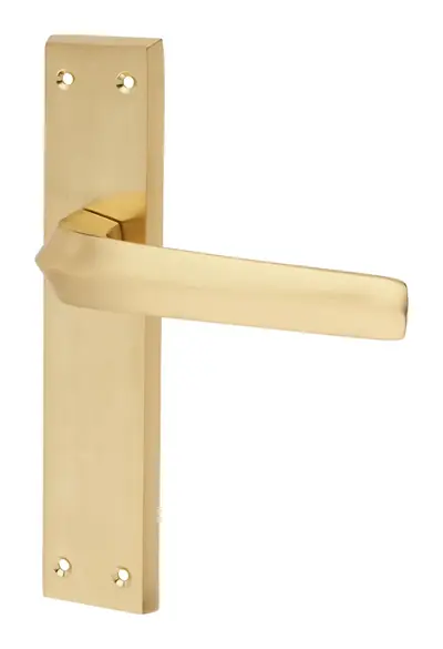 Glenapp lever door handle in satin brass (H25) – McKee Joinery, Ayrshire