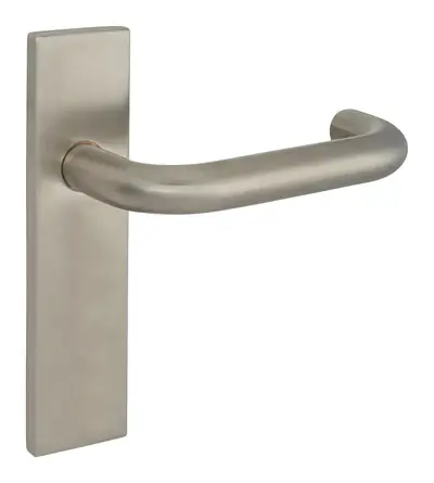 Hunterston door handle in satin stainless steel