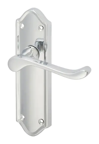 Kilhenzie Scroll lever door handle in polished chrome (H34) – McKee Joinery, Ayrshire