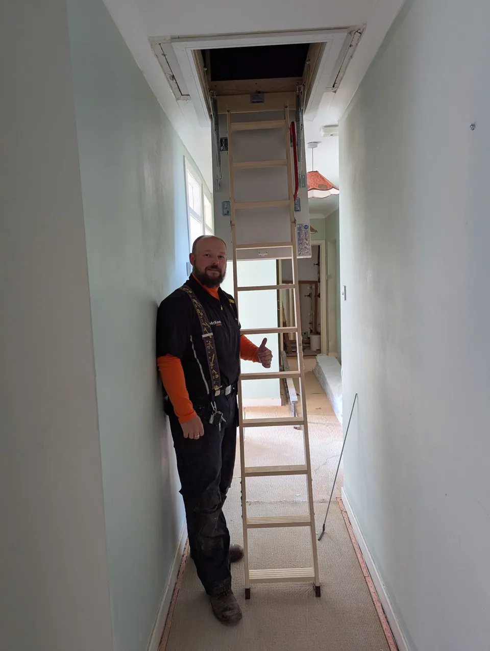 Timber loft ladder installed by McKee Joinery in Ayrshire