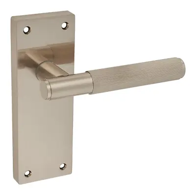Newark Lined door handle in satin nickel