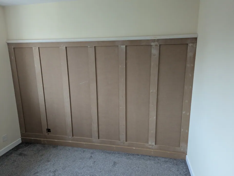 Panelling fitted, ready for paint