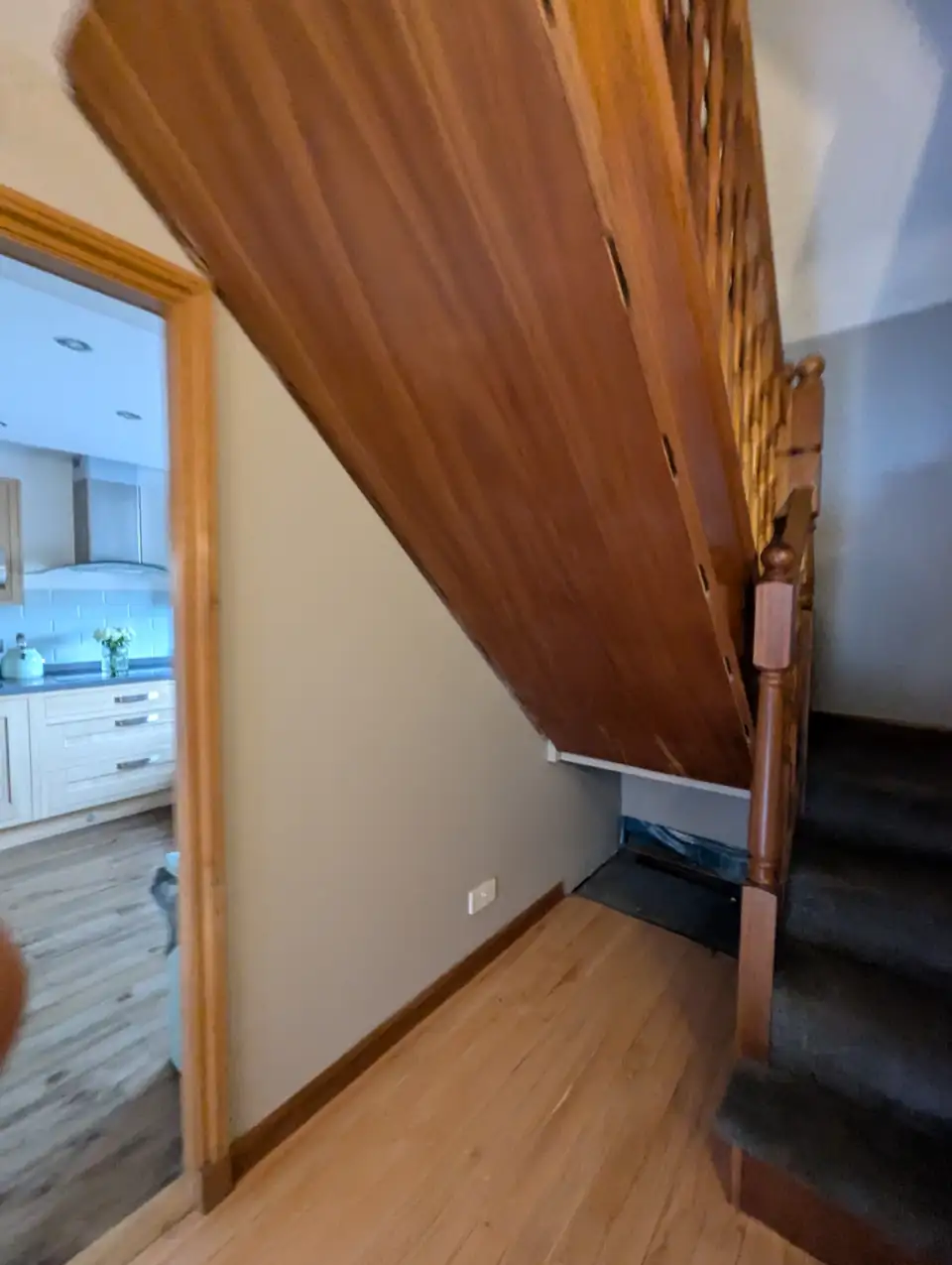 Before: the old boarding under the stairs